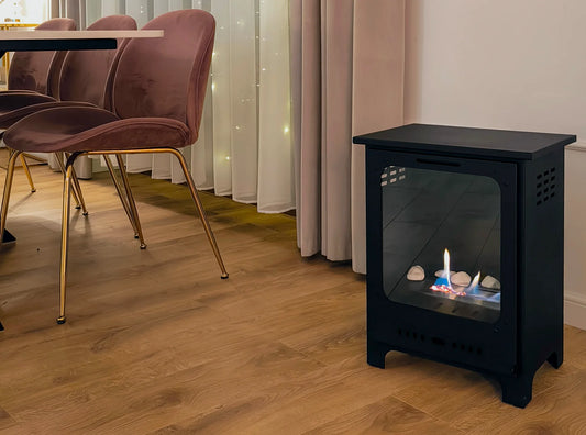 Bio ethanol haard Koza Mini zwart – sfeerhaard met glas