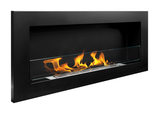 Bioethanol-Wandkamin 900x400 Slim schwarz mit Glas – moderner Kamin ohne Schornstein