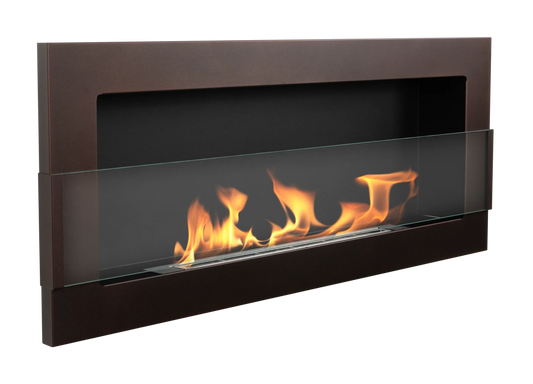 Bio-ethanol wandhaard 90x40 cm bruin met glas – moderne sfeerhaard zonder schoorsteen