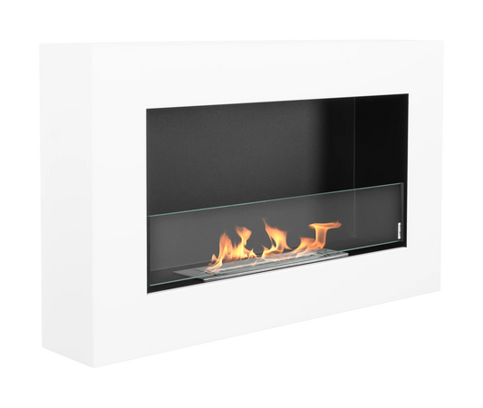 Bio-ethanol wandhaard 65x40 cm box wit mat (structuur) – moderne sfeerhaard zonder schoorsteen
