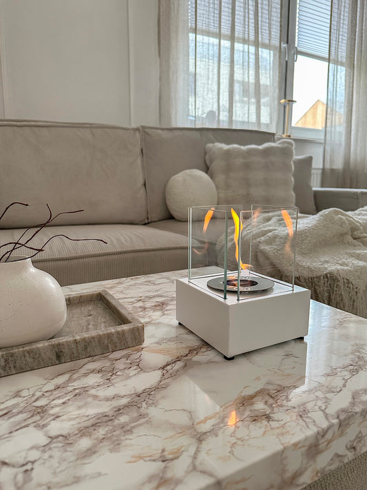 Bio ethanol haard Smart wit – compacte sfeerhaard met glas