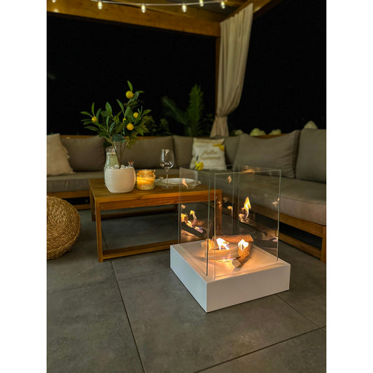 Bio ethanol haard Sunset Garden XXL wit – sfeerhaard voor tuin en terras