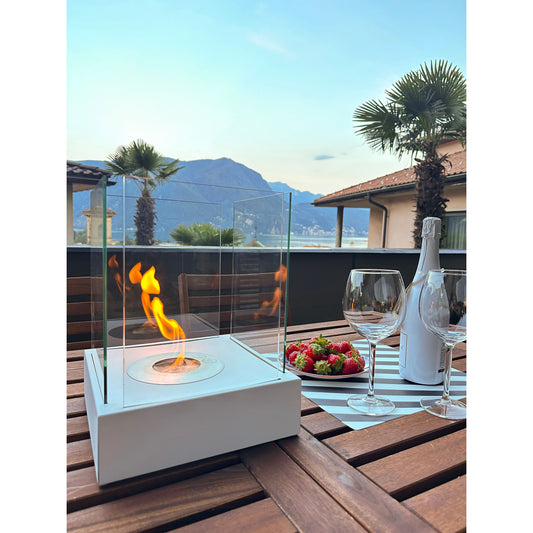 Bio ethanol haard Sunset Garden Mini wit – compacte sfeerhaard