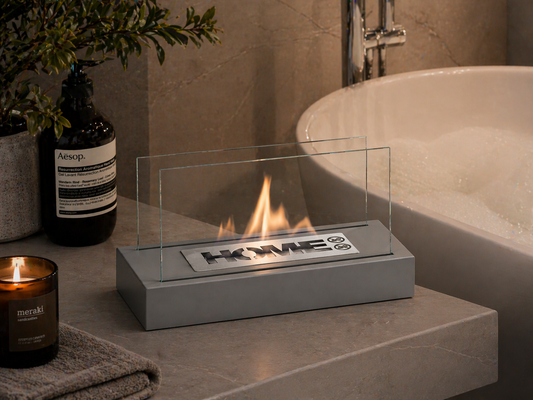 Bio ethanol haard Home grijs – moderne sfeerhaard met glas