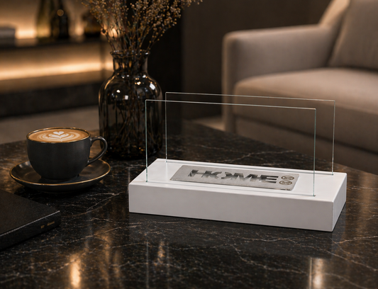 Bio ethanol haard Home wit – moderne sfeerhaard met glas