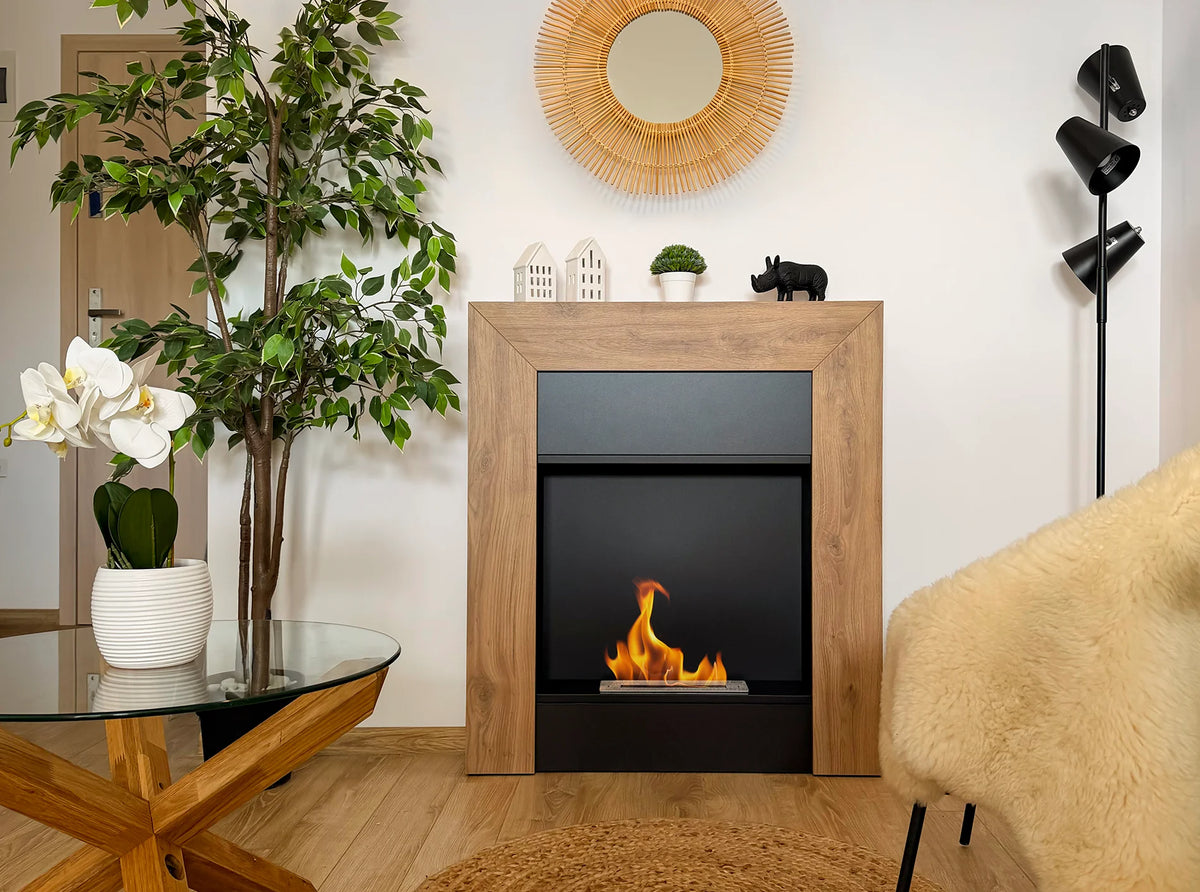 Bio-ethanolhaard Wooden Denver Naturel Eiken – Vrijstaande Schouwhaard 95,4 cm
