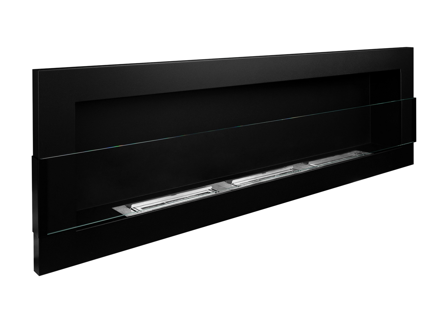 Bio-ethanol wandhaard 1200x400 zwart mat (structuur) met glas – moderne sfeerhaard zonder schoorsteen