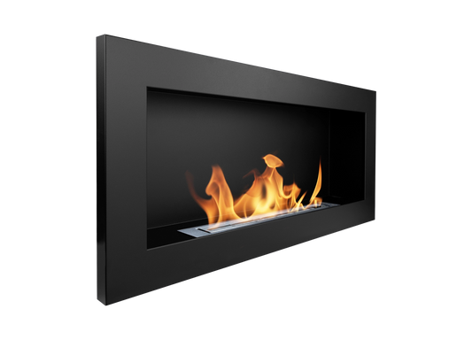 Bio-ethanol wandhaard 90x40 cm zwart mat – modern design zonder glas