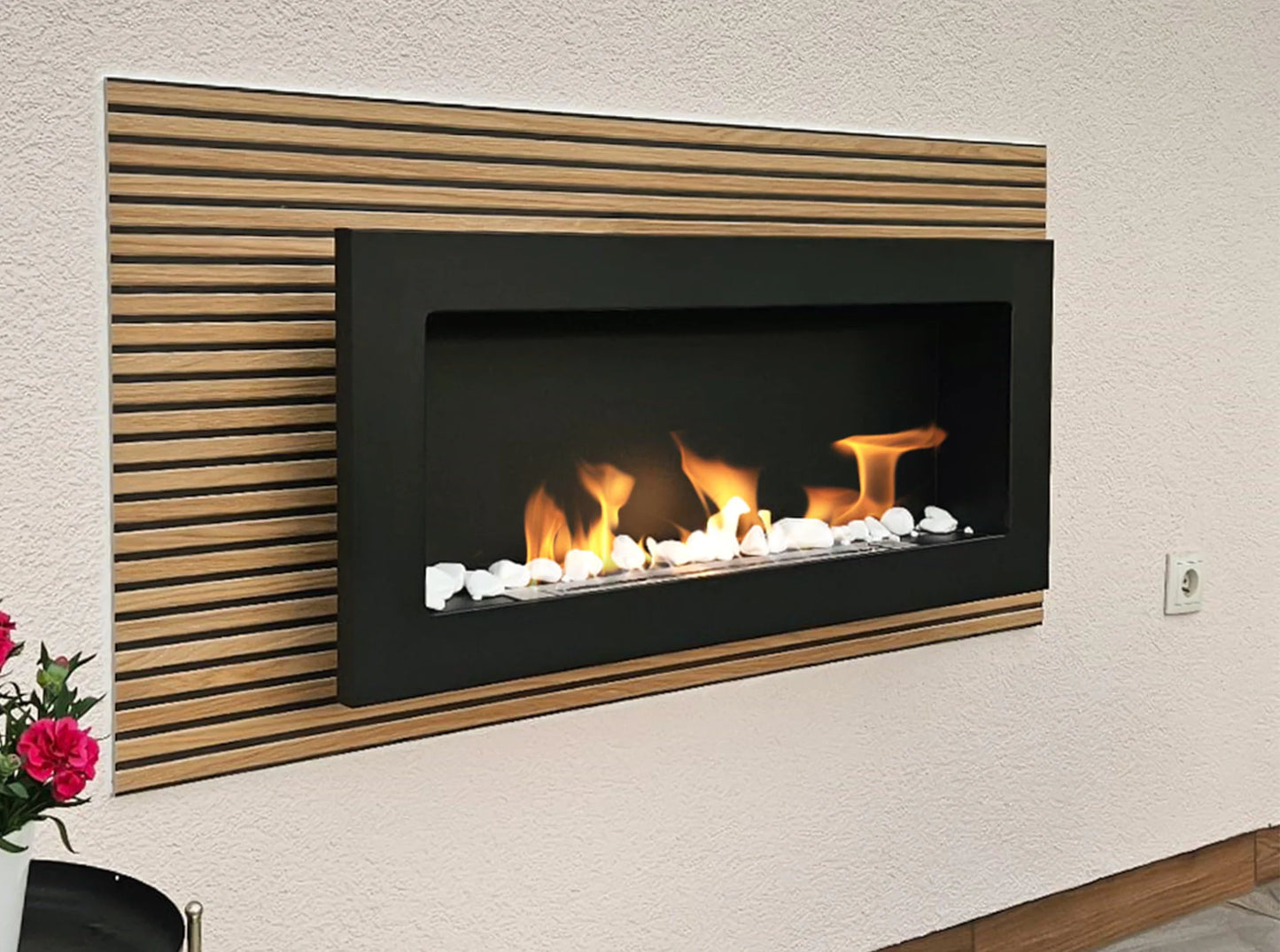 Bio-ethanol wandhaard 90x40 cm zwart mat – modern design zonder glas