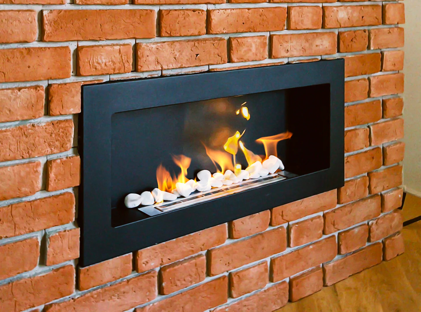Bio-ethanol wandhaard 90x40 cm zwart mat – modern design zonder glas