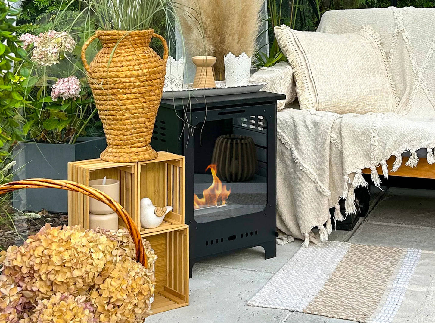 Bioethanol-Kamin Koza Mini schwarz – Dekokamin mit Glas
