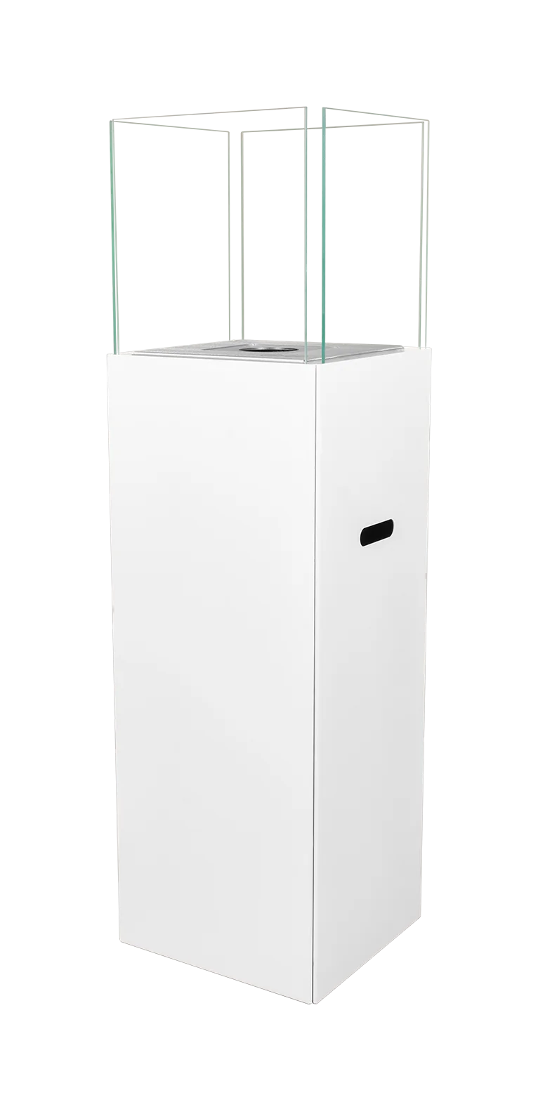 Vrijstaande bio-ethanol haard PATIO BESTIA wit – luxe buitenhaard met glas en 3L brander, moderne sfeerhaard zonder rook