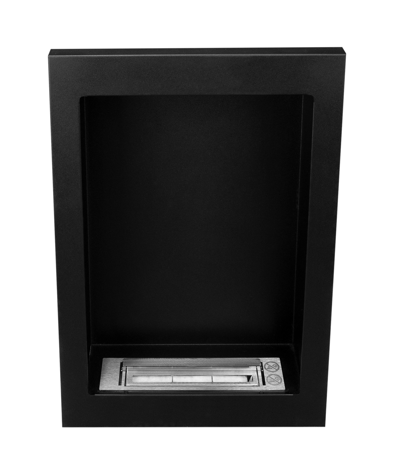 Bio-ethanol wandhaard vertical zwart mat (structuur) met glas – moderne sfeerhaard zonder schoorsteen