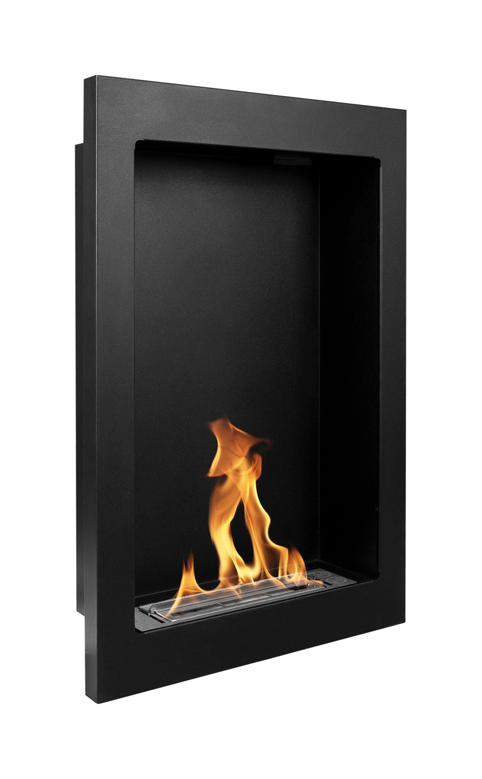 Bio-ethanol wandhaard vertical zwart mat (structuur) met glas – moderne sfeerhaard zonder schoorsteen