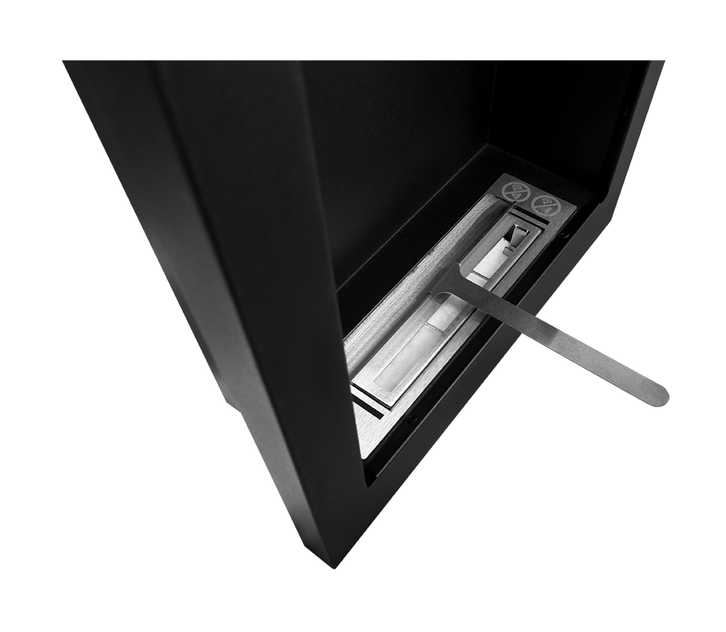 Bio-ethanol wandhaard vertical zwart mat (structuur) met glas – moderne sfeerhaard zonder schoorsteen