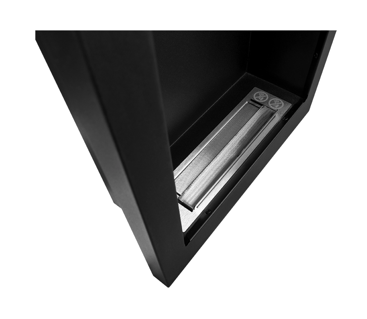 Bio-ethanol wandhaard vertical zwart mat (structuur) met glas – moderne sfeerhaard zonder schoorsteen