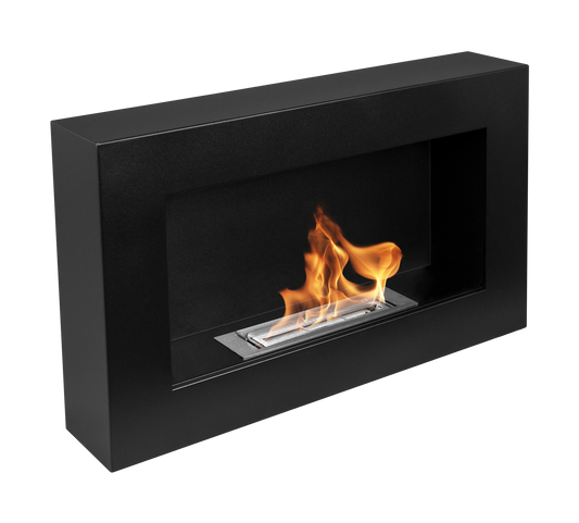 Bio-ethanol wandhaard 65x40 cm zwart mat – box design zonder glas