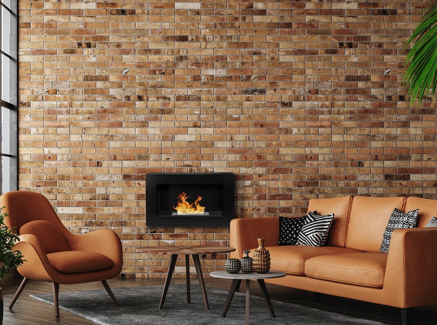 Bio-ethanol wandhaard 65x40 cm box zwart mat (structuur) – moderne sfeerhaard zonder schoorsteen