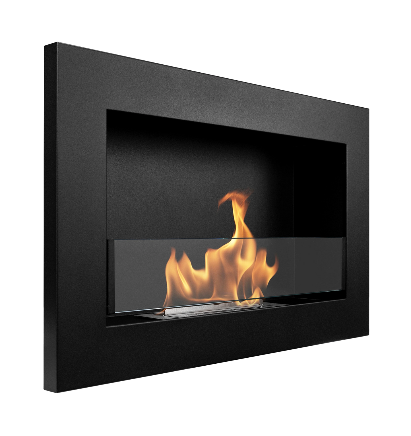 Bio-ethanol wandhaard 65x40 cm Slim zwart mat met glas – moderne sfeerhaard zonder schoorsteen