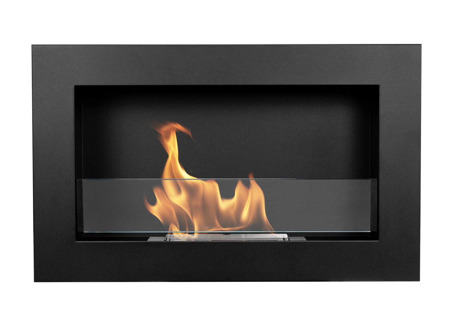 Bio-ethanol wandhaard 65x40 cm Slim zwart mat met glas – moderne sfeerhaard zonder schoorsteen