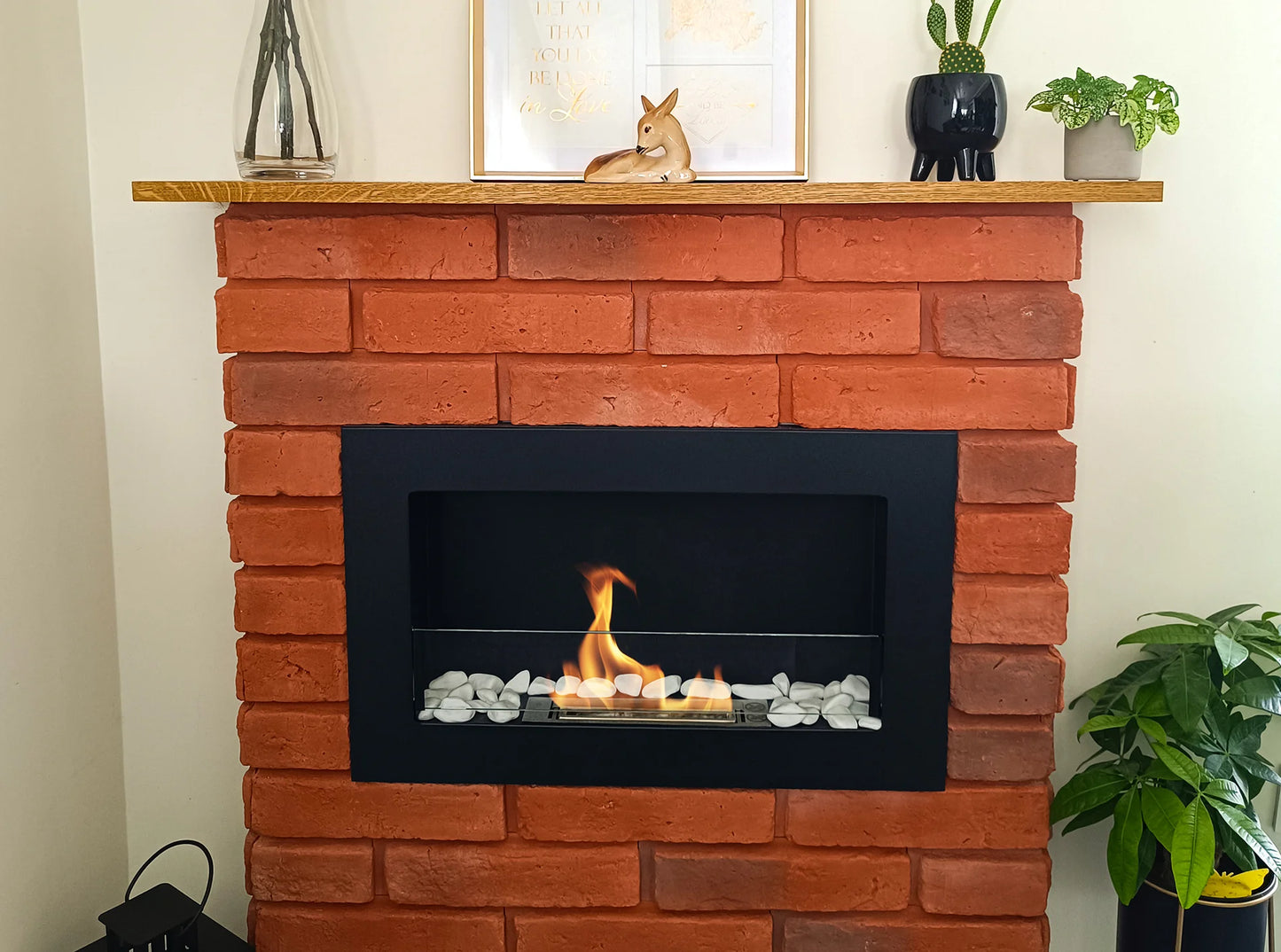 Bio-ethanol wandhaard 65x40 cm Slim zwart mat met glas – moderne sfeerhaard zonder schoorsteen