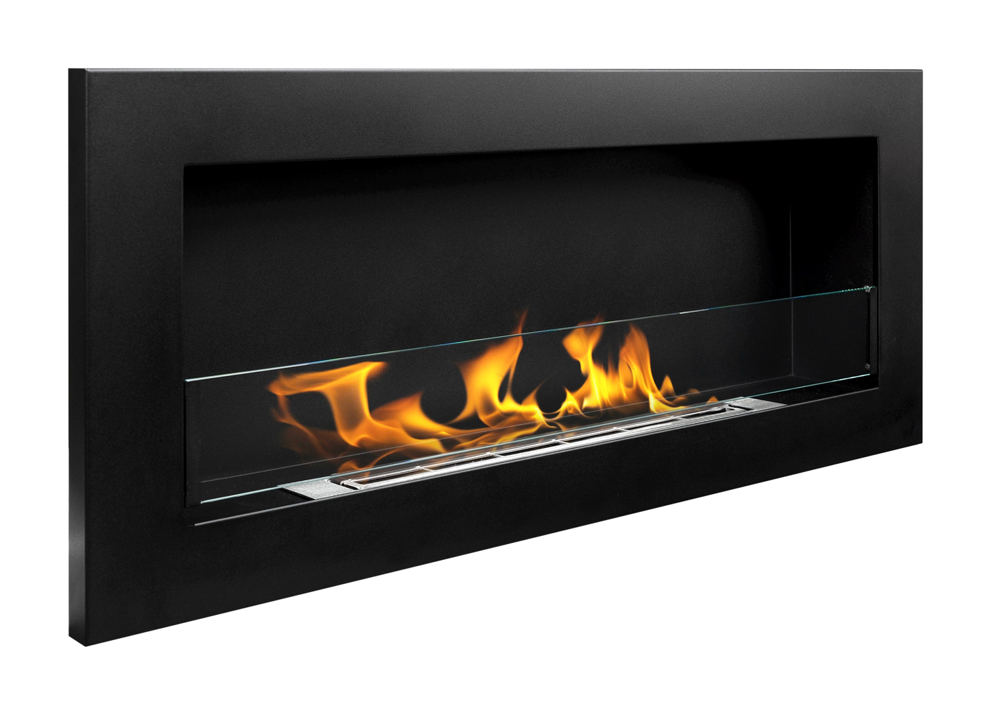 Bioethanol-Wandkamin 900x400 Slim schwarz mit Glas – moderner Kamin ohne Schornstein