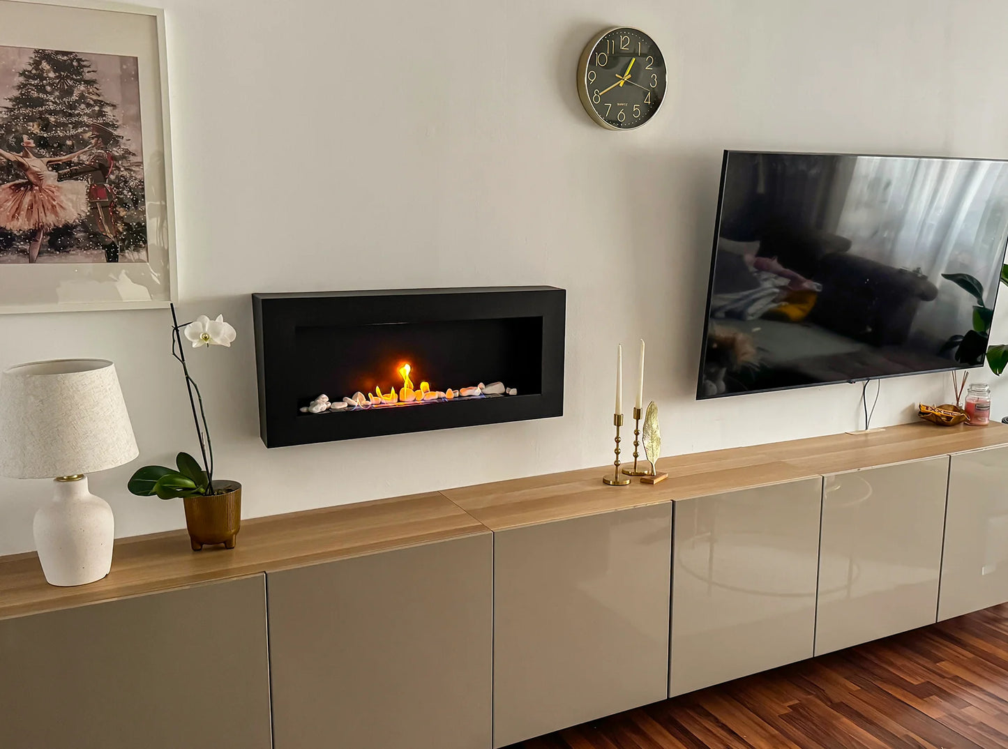 Bio-ethanol wandhaard 900x400 zwart mat – box design zonder glas