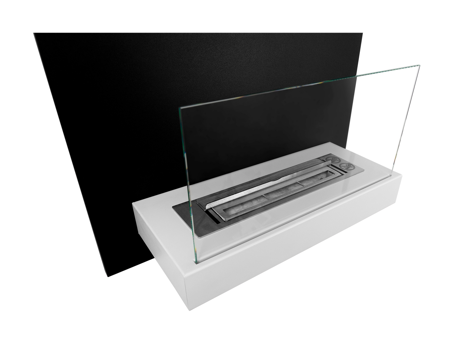 Bio-ethanol wandhaard 45x47 cm zwart-wit met glas – modern design