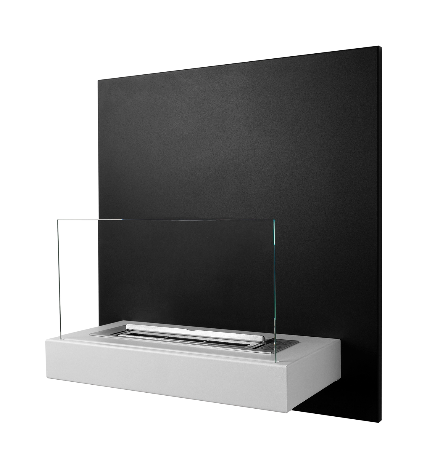 Bio-ethanol wandhaard 45x47 cm zwart-wit met glas – modern design