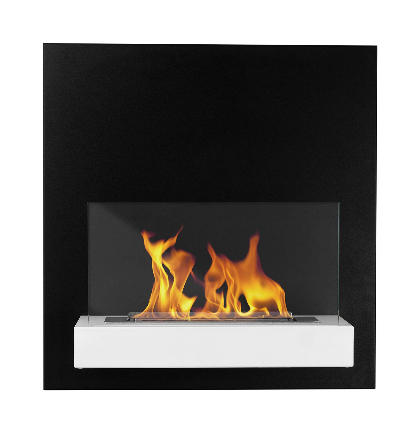 Bio-ethanol wandhaard 45x47 cm zwart-wit met glas – modern design