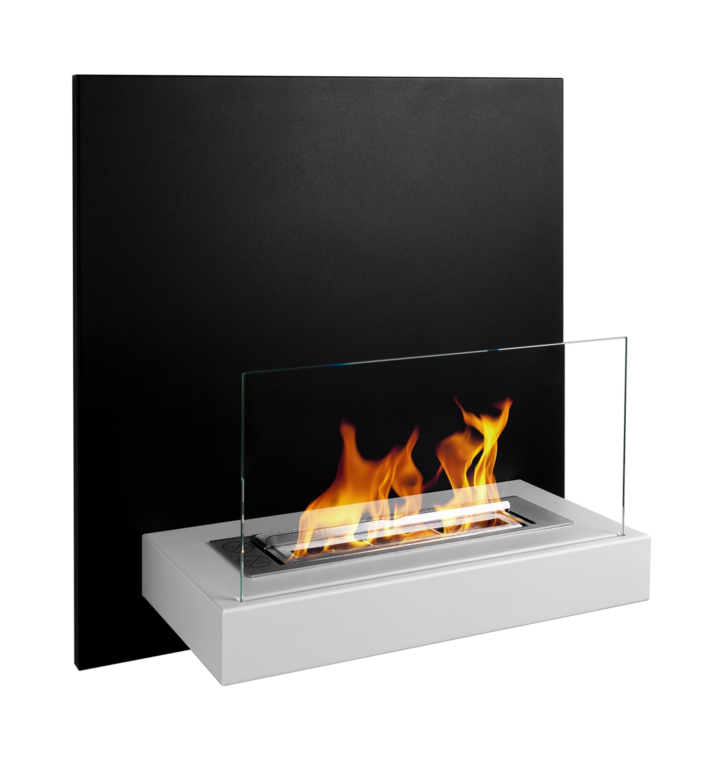 Bio-ethanol wandhaard 45x47 cm zwart-wit met glas – modern design