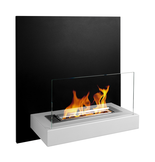 Bio-ethanol wandhaard 45x47 cm zwart-wit met glas – modern design