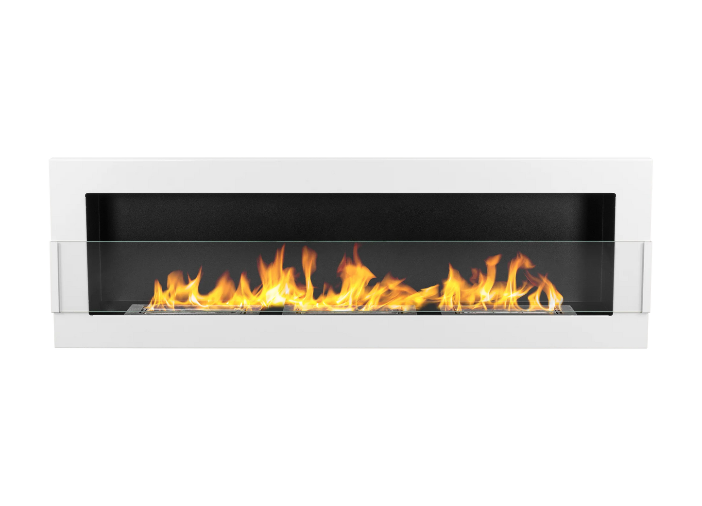Bio-ethanol wandhaard 1200x400 wit hoogglans met glas – 3 branders