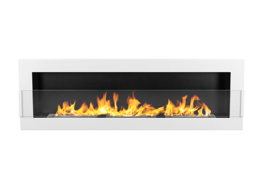 Bio-ethanol wandhaard 1200x400 wit hoogglans met glas – 3 branders