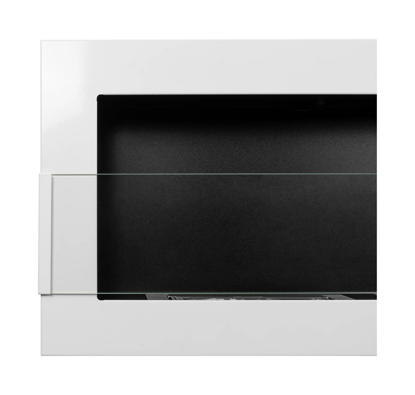 Bio-ethanol wandhaard 1200x400 wit hoogglans met glas – moderne sfeerhaard zonder schoorsteen