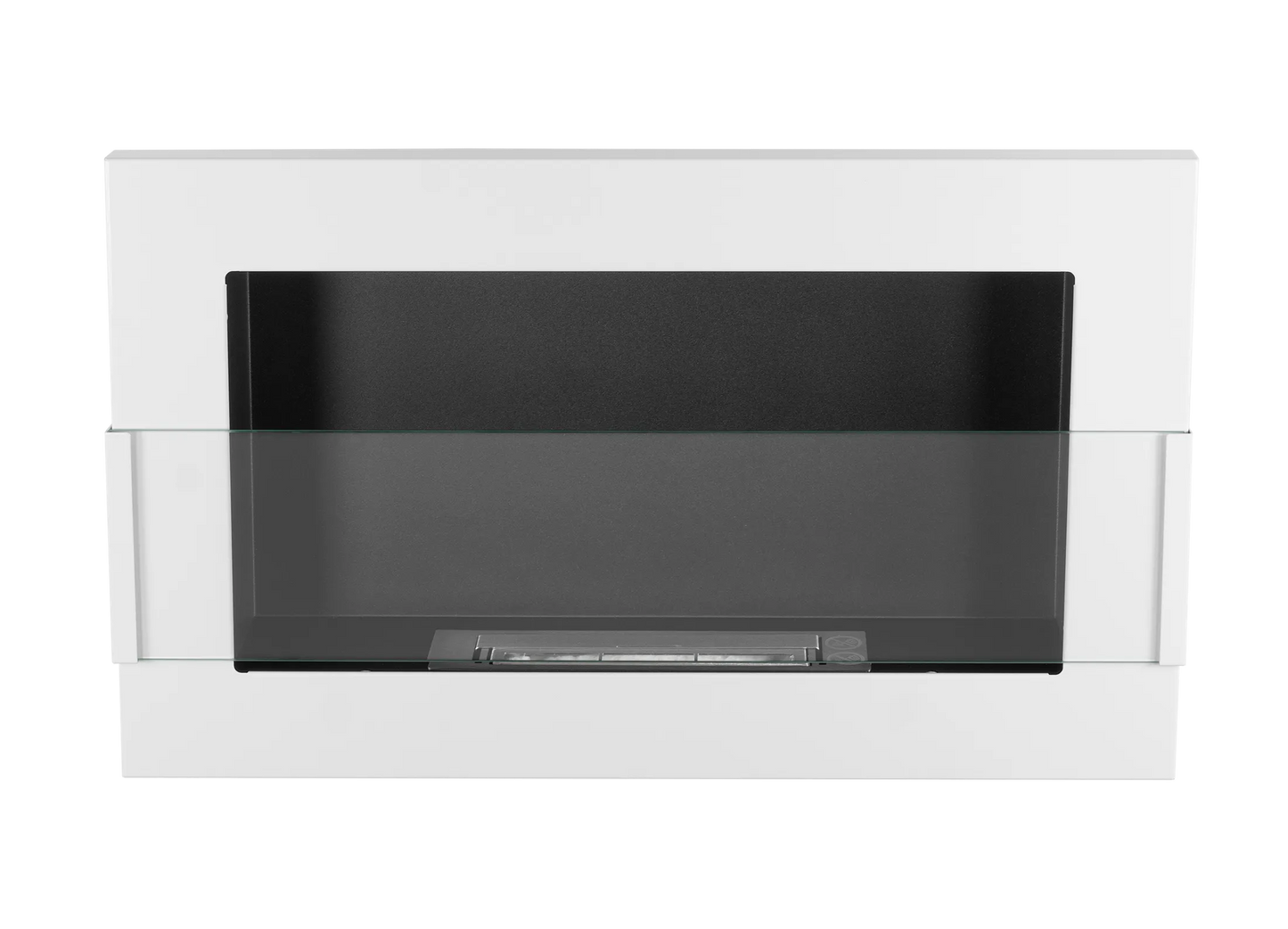 Bio-ethanol wandhaard 65x40 cm wit hoogglans met glas – moderne sfeerhaard zonder schoorsteen