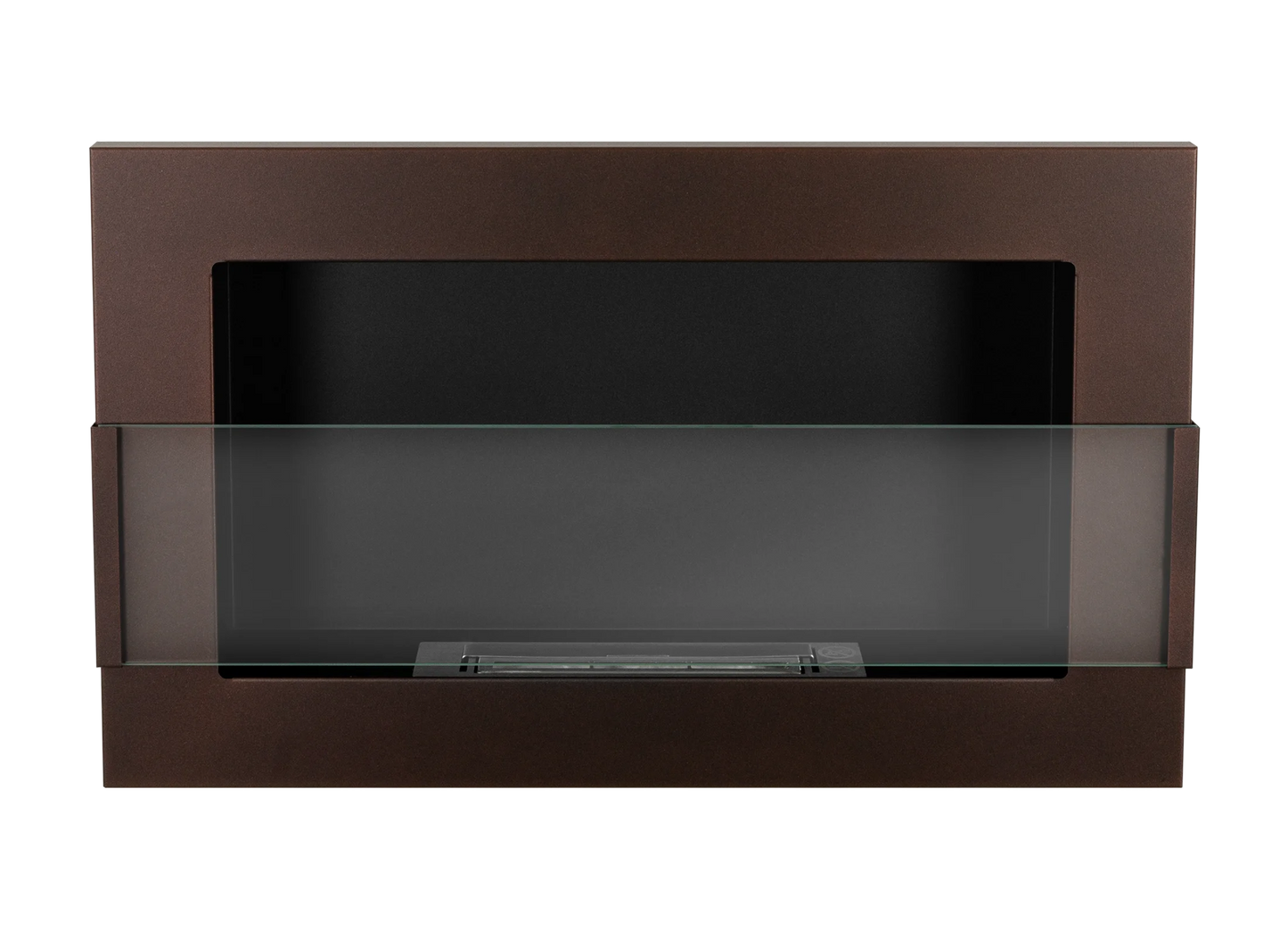 Bio-ethanol wandhaard 65x40 cm bruin mat (structuur) met glas – moderne sfeerhaard zonder schoorsteen