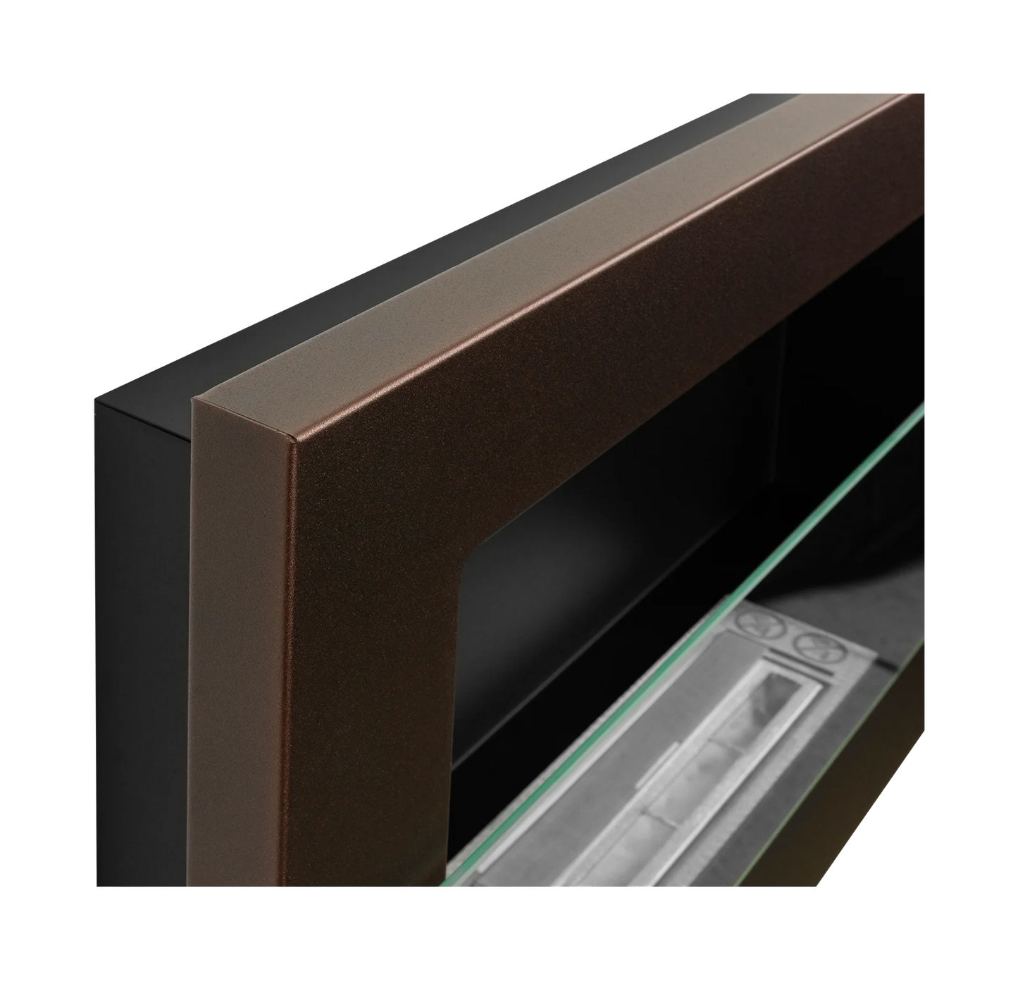 Bio-ethanol wandhaard 65x40 cm bruin mat (structuur) met glas – moderne sfeerhaard zonder schoorsteen