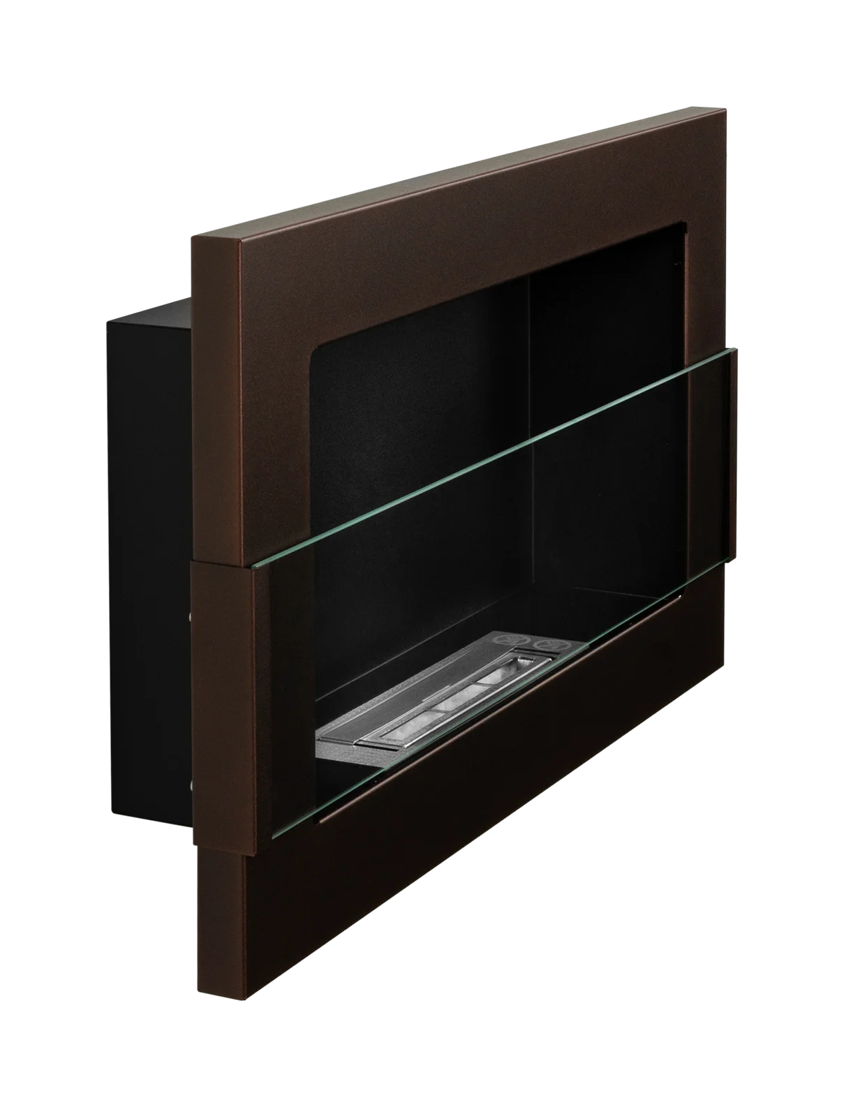 Bio-ethanol wandhaard 65x40 cm bruin mat (structuur) met glas – moderne sfeerhaard zonder schoorsteen
