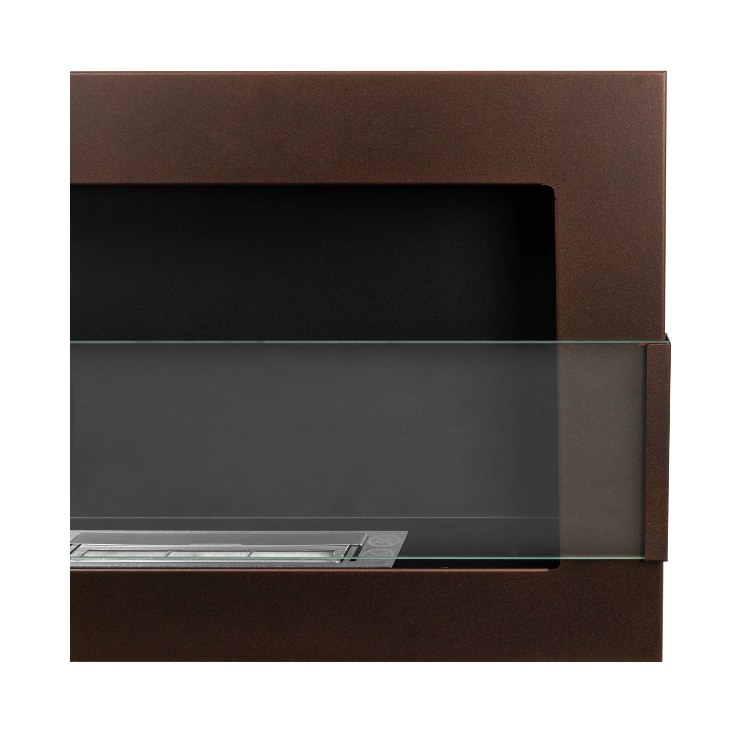 Bio-ethanol wandhaard 65x40 cm bruin mat (structuur) met glas – moderne sfeerhaard zonder schoorsteen