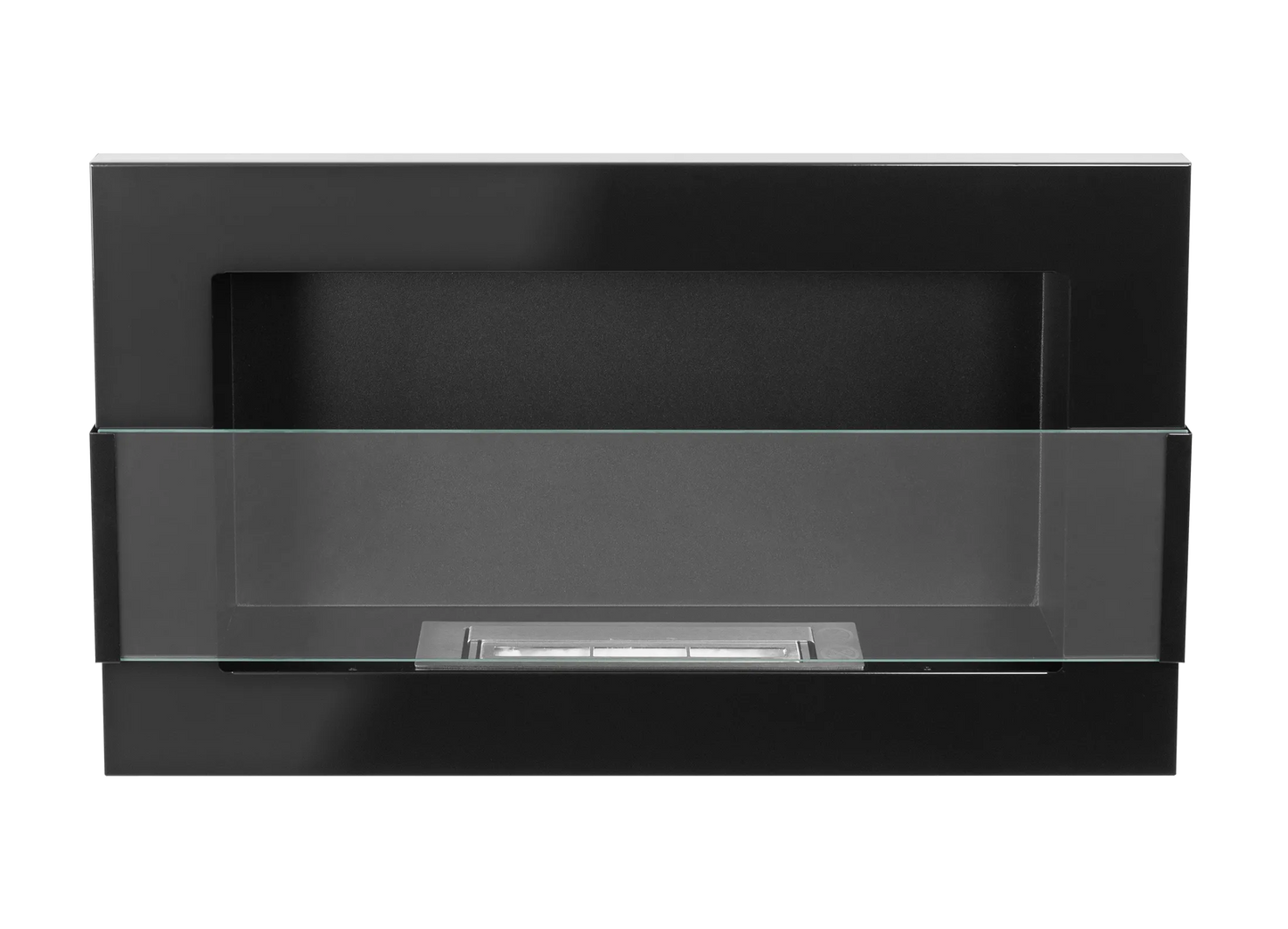 Bio-ethanol wandhaard 65x40 cm zwart hoogglans met glas – modern design