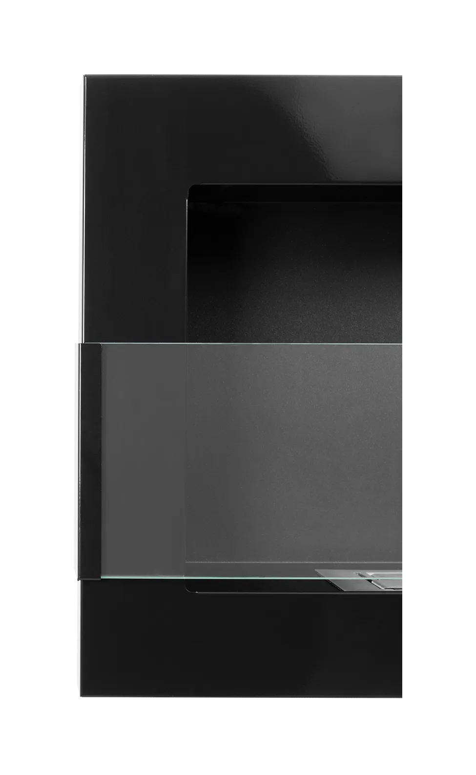 Bio-ethanol wandhaard 65x40 cm zwart hoogglans met glas – modern design