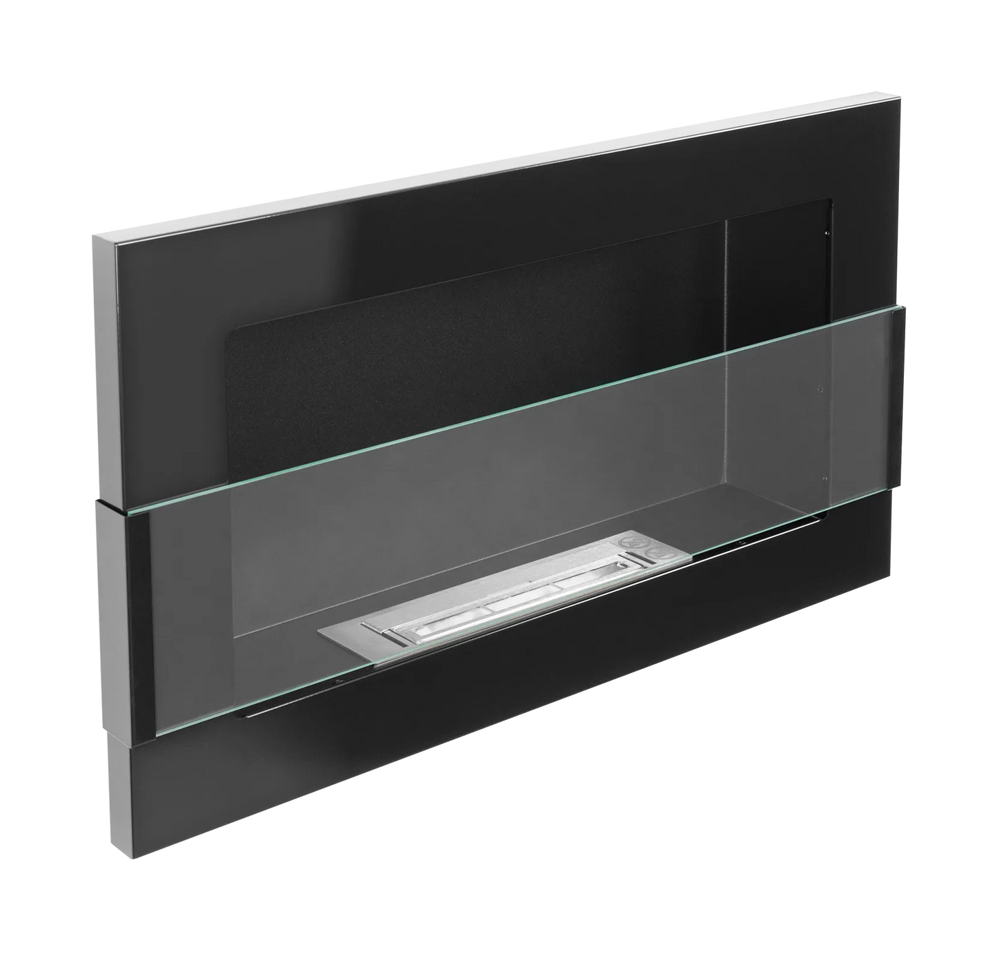 Bio-ethanol wandhaard 65x40 cm zwart hoogglans met glas – modern design