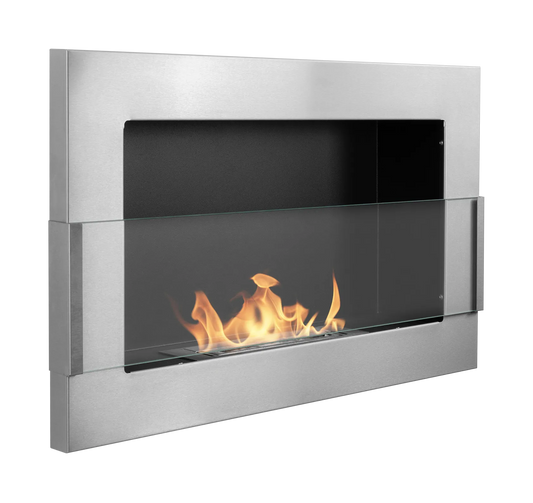 Bio-ethanol wandhaard 65x40 cm inox met glas – moderne design haard