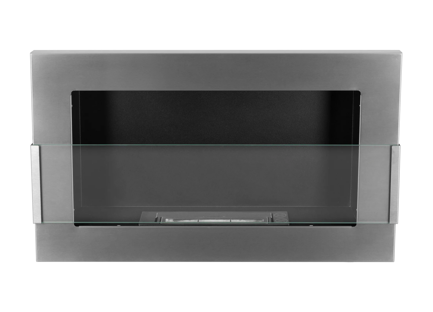 Bio-ethanol wandhaard 65x40 cm inox met glas – moderne design haard
