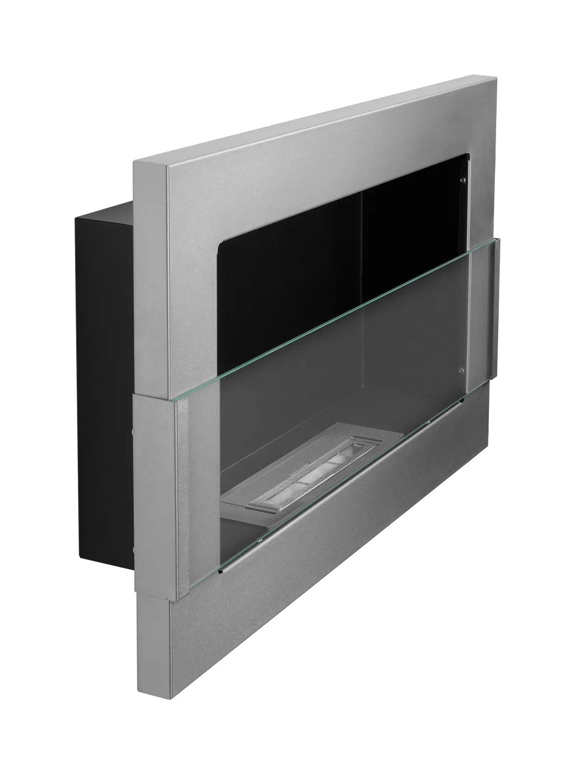 Bio-ethanol wandhaard 65x40 cm inox met glas – moderne design haard
