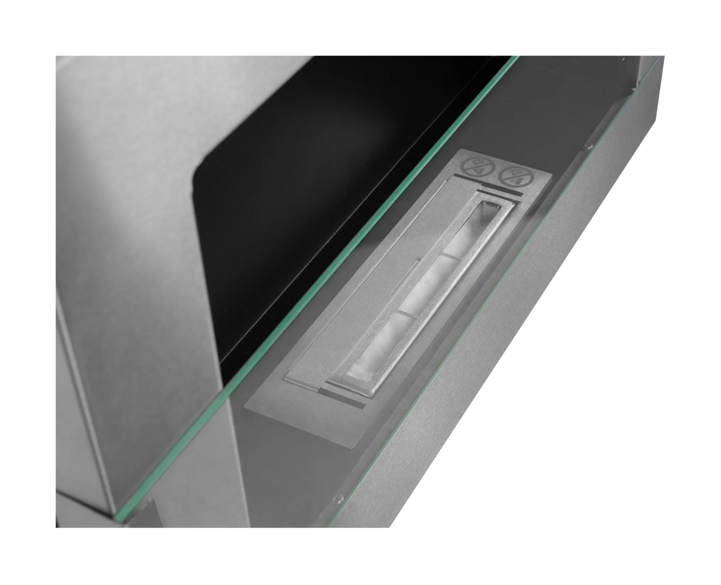 Bio-ethanol wandhaard 65x40 cm inox met glas – moderne design haard
