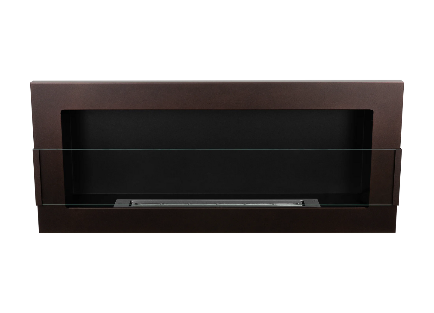 Bio-ethanol wandhaard 90x40 cm bruin met glas – moderne sfeerhaard zonder schoorsteen