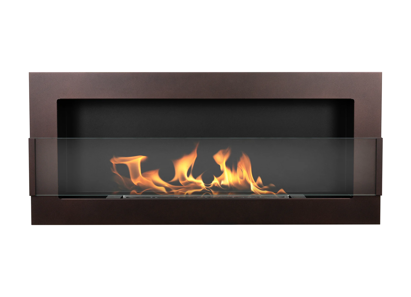 Bio-ethanol wandhaard 90x40 cm bruin met glas – moderne sfeerhaard zonder schoorsteen