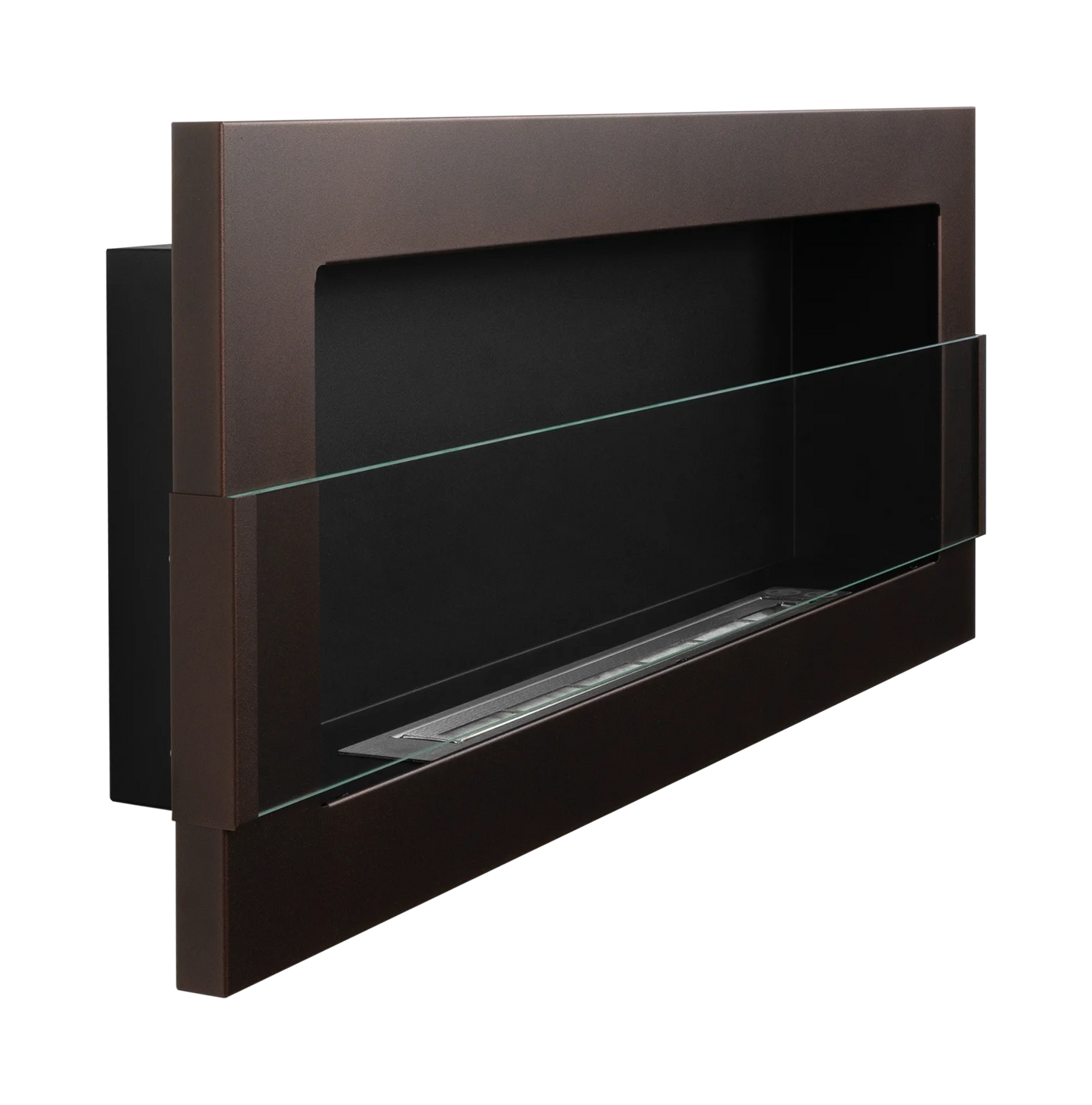 Bio-ethanol wandhaard 90x40 cm bruin met glas – moderne sfeerhaard zonder schoorsteen